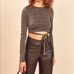 Reformation Jupiter Long Sleeved Crop Top, Medium